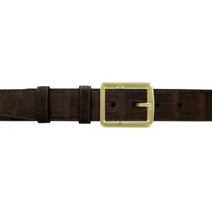 1 1/2" Espresso Classic Belt with Crawford Casual Buckle in Brass