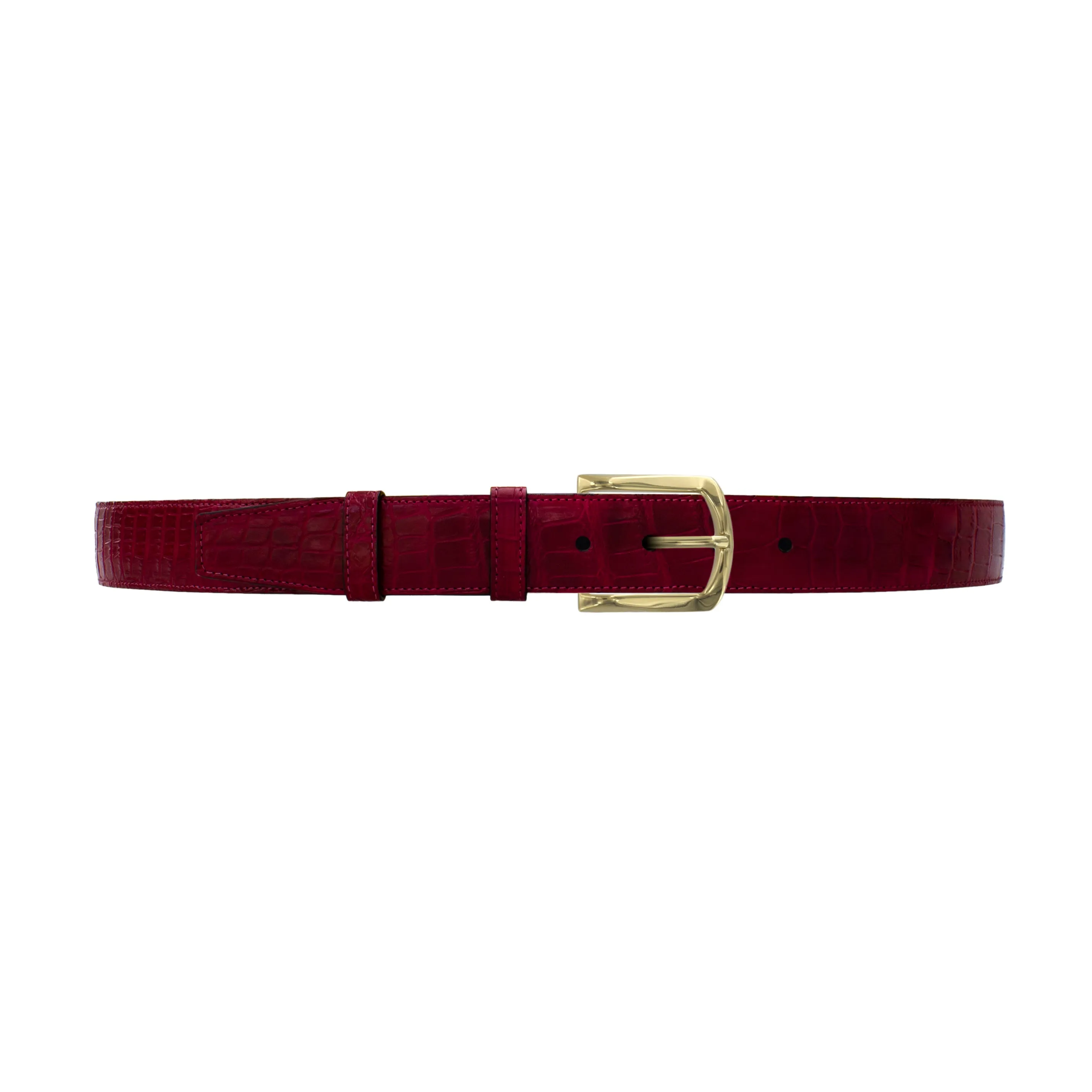 1 1/2" Garnet Classic Belt with Sutton Dress Buckle in Brass