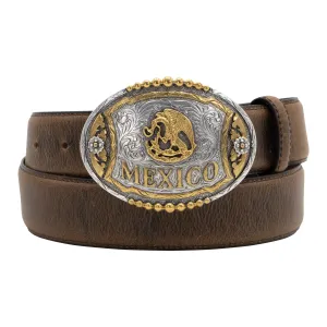 1 1/2" Oval Mexican Flag Buckle Belt