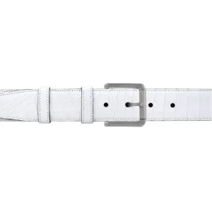 1 1/2" White Classic Belt with Austin Casual Buckle in Matt Nickel