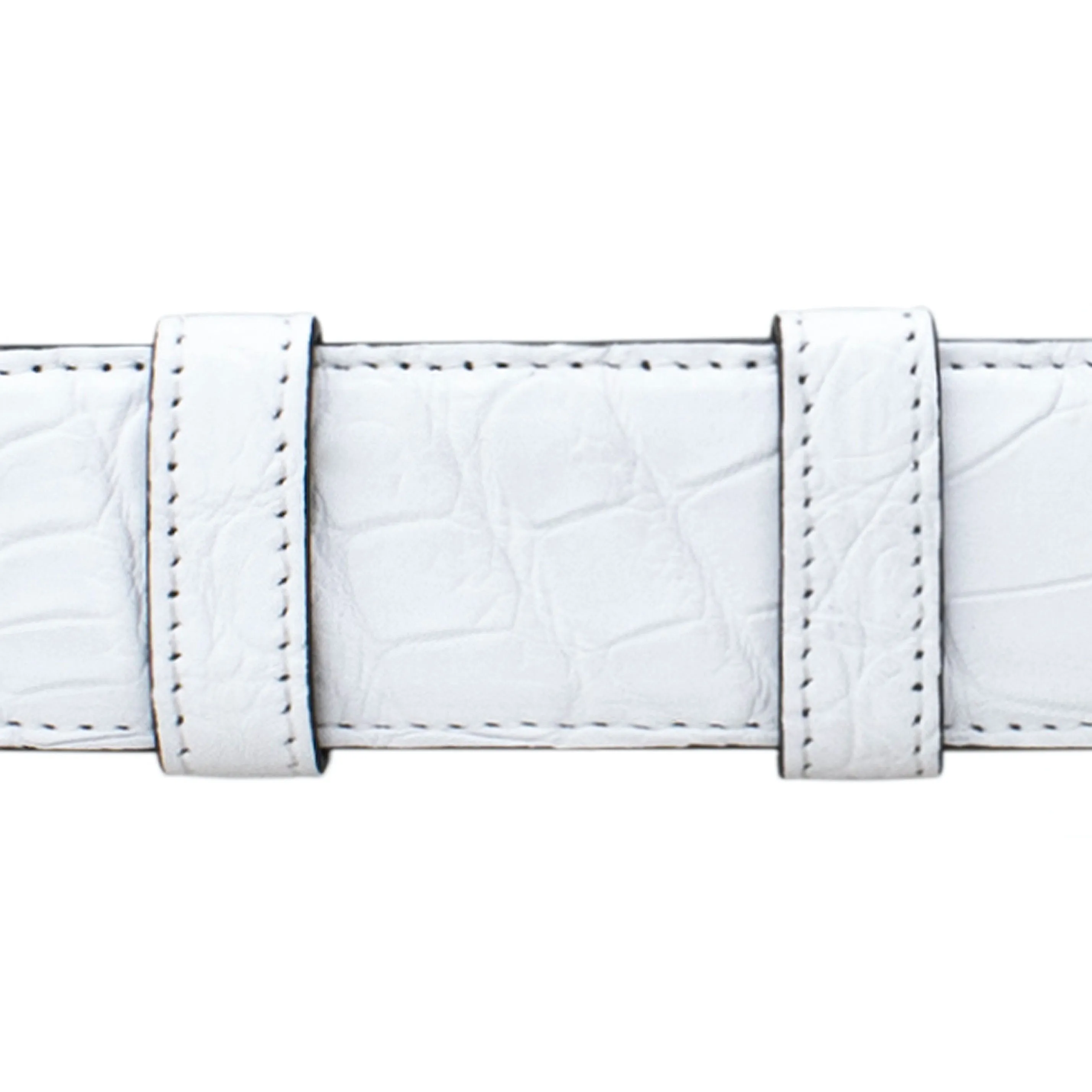 1 1/2" White Classic Belt with Winston Dress Buckle in Polished Nickel