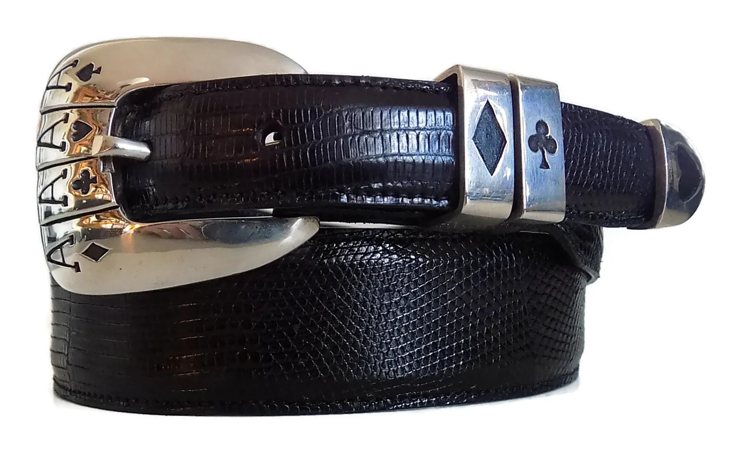 1” LAS VEGAS ACES 4 Piece Buckle Set in .925 Sterling Silver