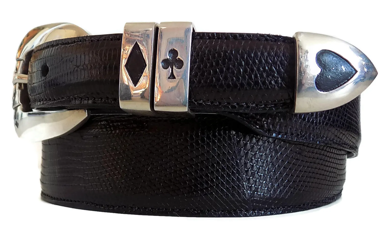 1” LAS VEGAS ACES 4 Piece Buckle Set in .925 Sterling Silver