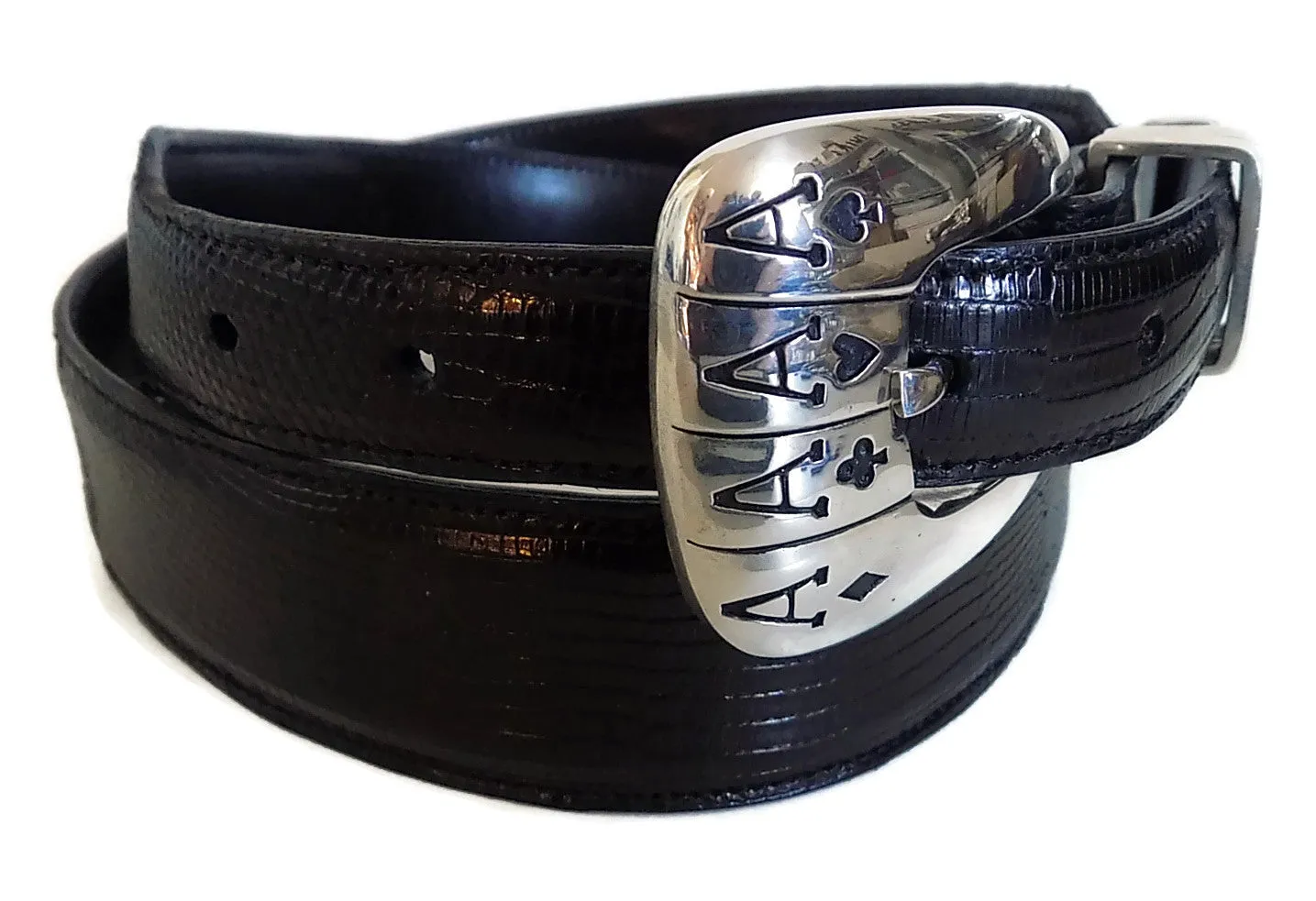1” LAS VEGAS ACES 4 Piece Buckle Set in .925 Sterling Silver