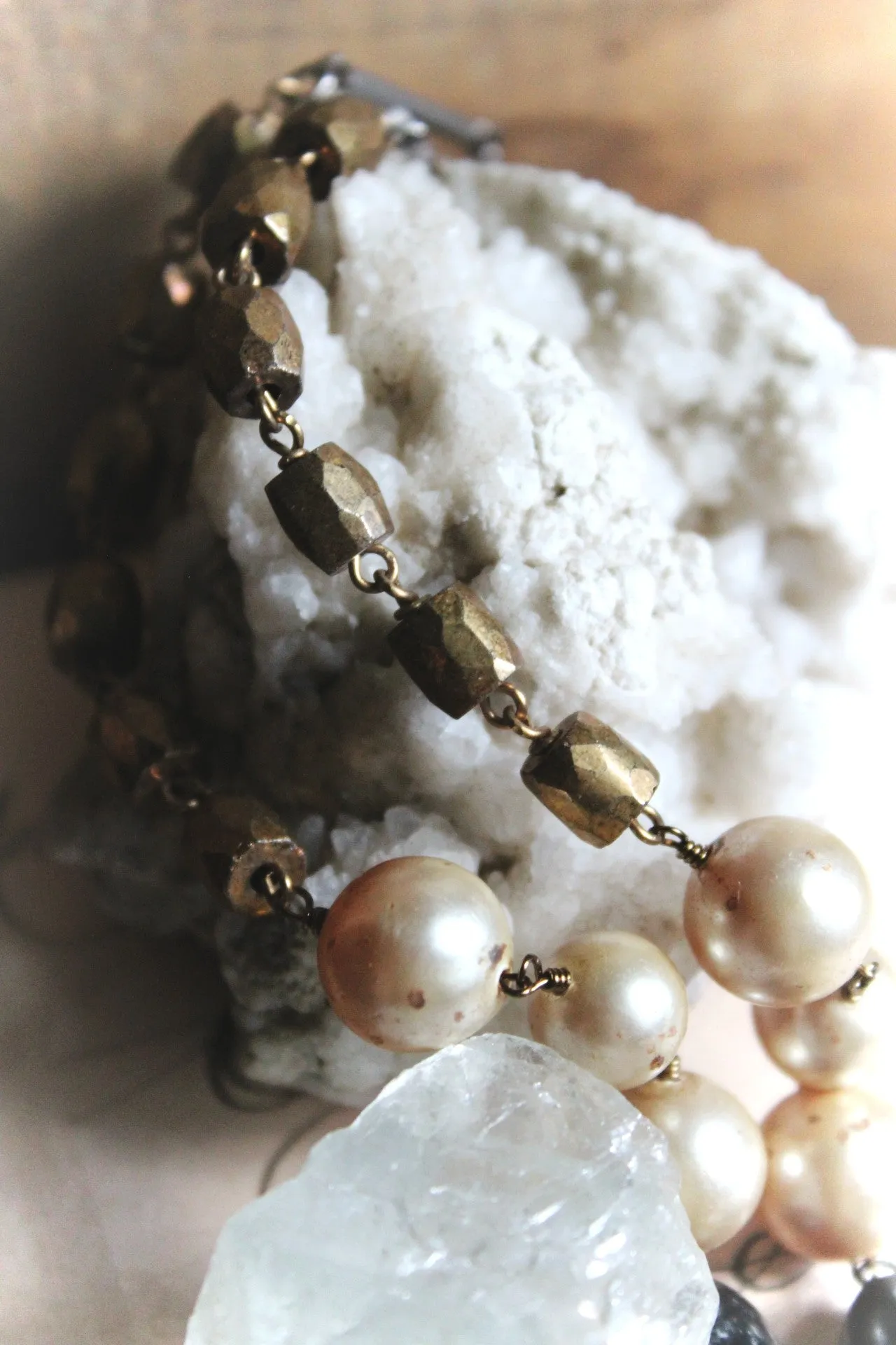 13 House Theater | Violin Concerto. Storyteller Series. Vintage Violin Peg & Faux Pearl Statement Necklace.