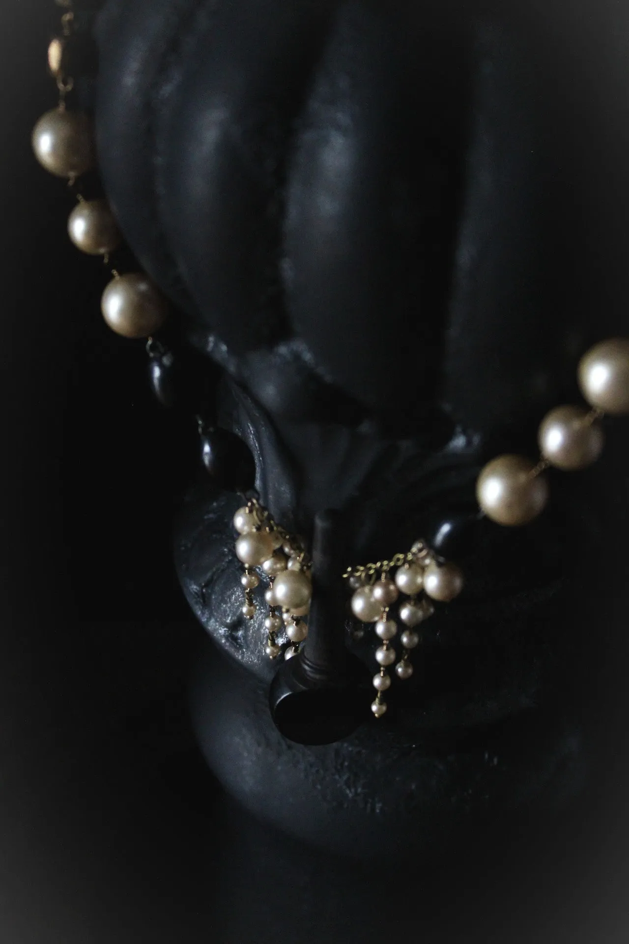 13 House Theater | Violin Concerto. Storyteller Series. Vintage Violin Peg & Faux Pearl Statement Necklace.
