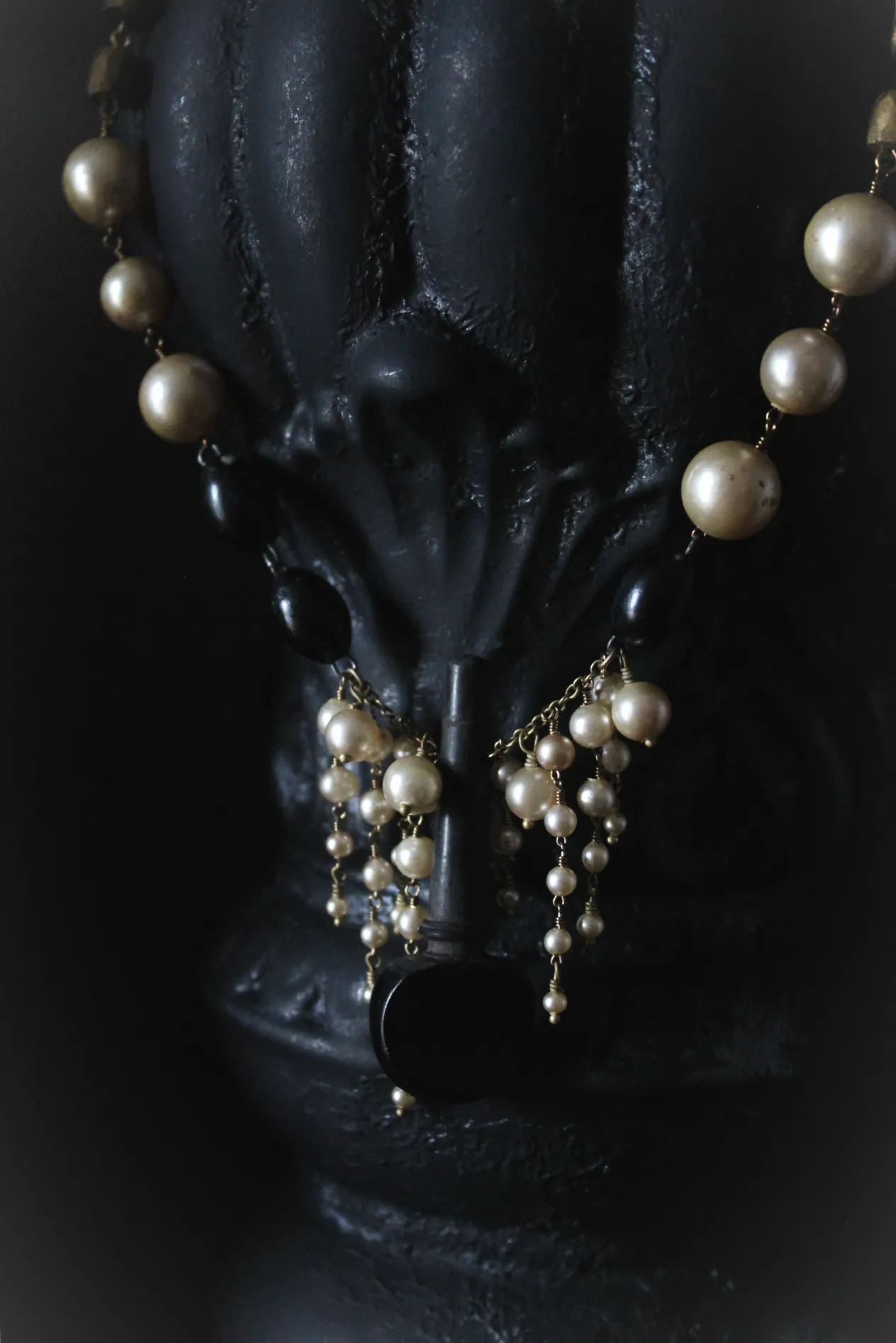13 House Theater | Violin Concerto. Storyteller Series. Vintage Violin Peg & Faux Pearl Statement Necklace.