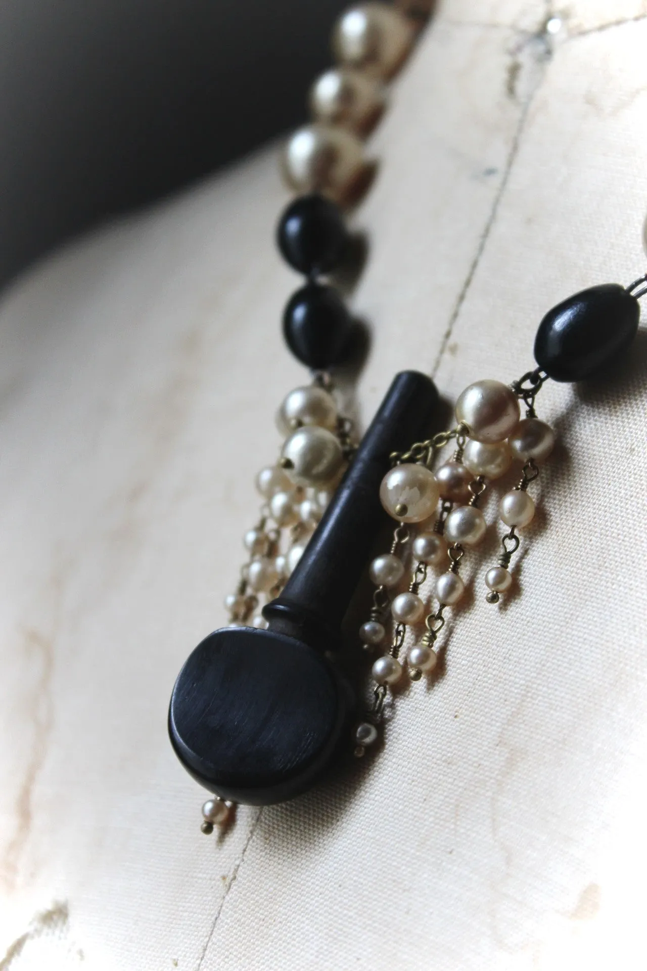 13 House Theater | Violin Concerto. Storyteller Series. Vintage Violin Peg & Faux Pearl Statement Necklace.