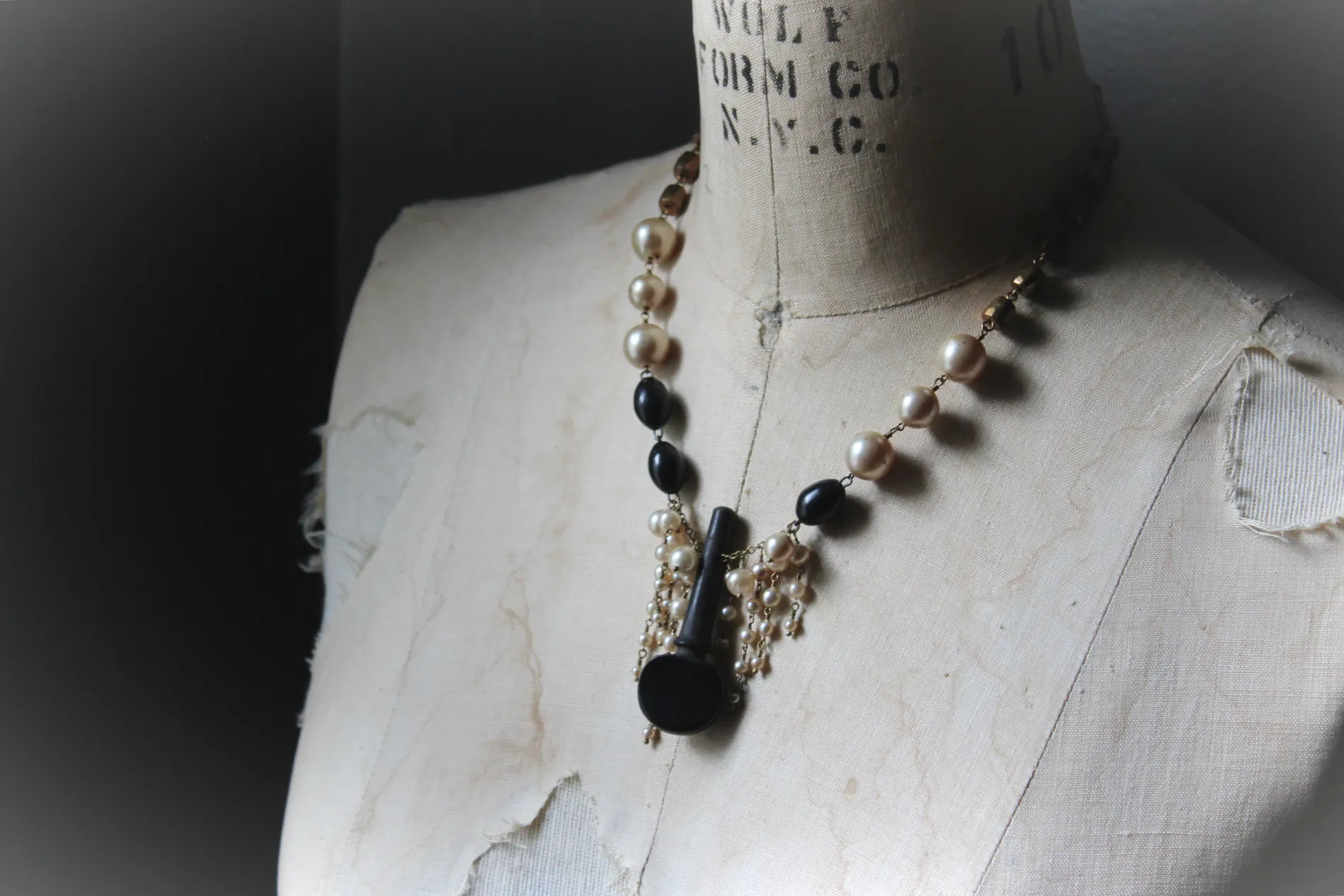 13 House Theater | Violin Concerto. Storyteller Series. Vintage Violin Peg & Faux Pearl Statement Necklace.