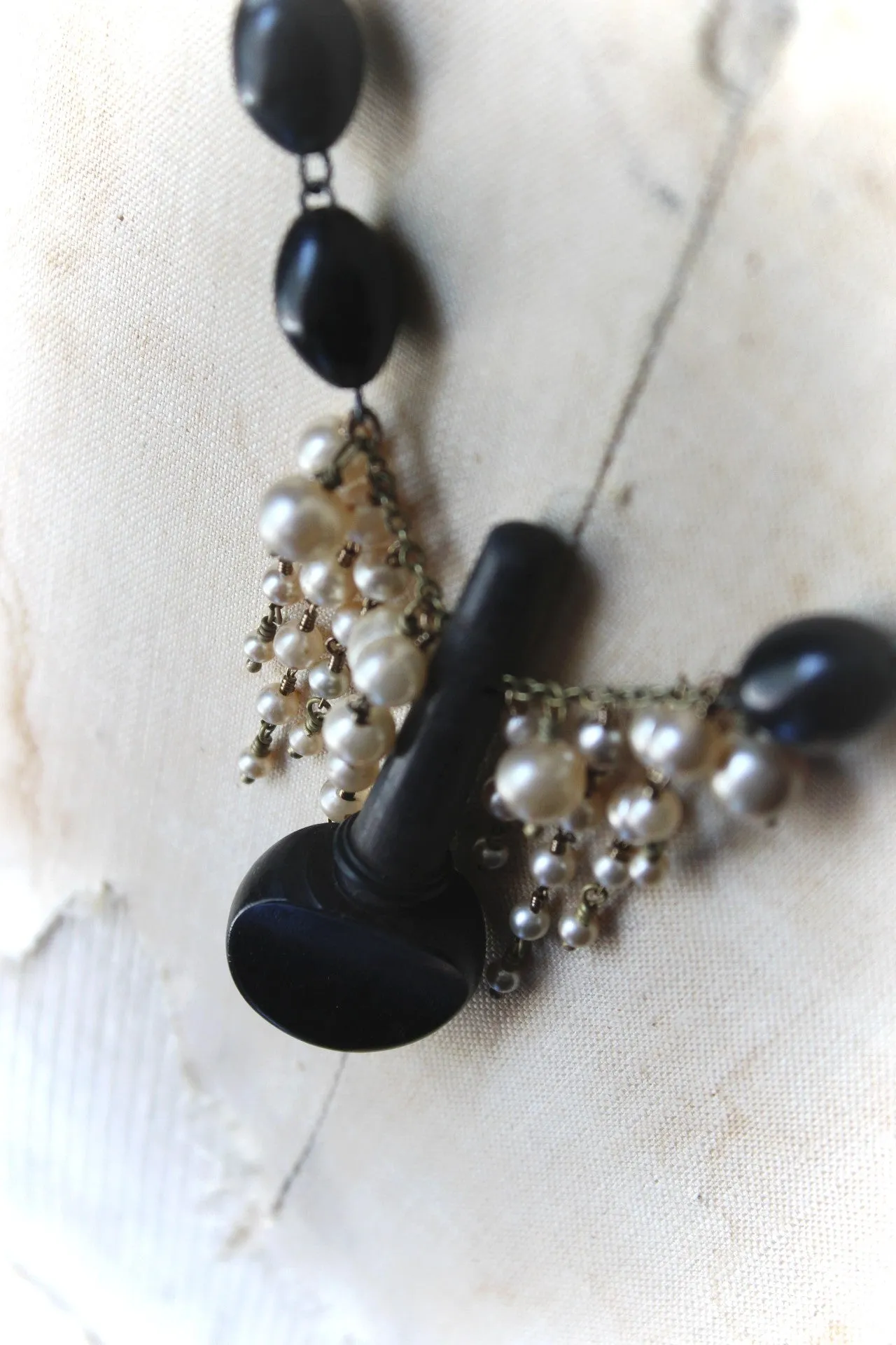 13 House Theater | Violin Concerto. Storyteller Series. Vintage Violin Peg & Faux Pearl Statement Necklace.