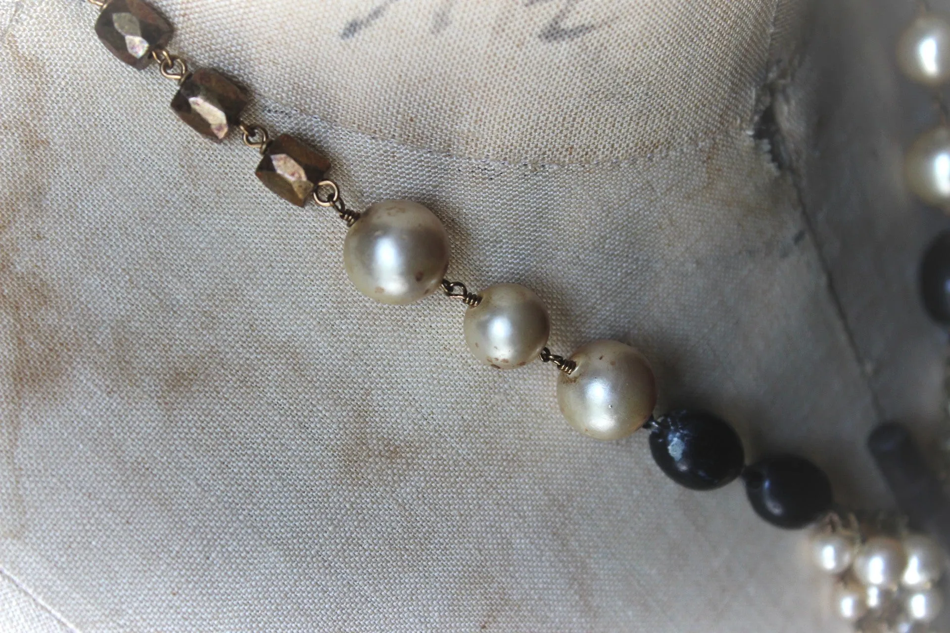 13 House Theater | Violin Concerto. Storyteller Series. Vintage Violin Peg & Faux Pearl Statement Necklace.