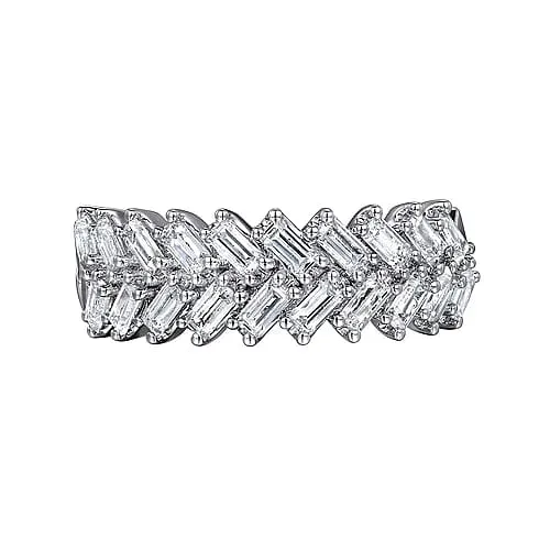 14K White Gold Baguette Diamond Anniversary Band - 0.95 ct