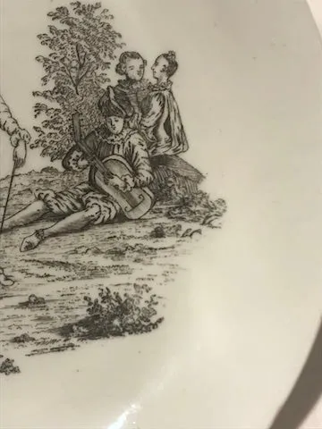 18th Century Worcester Porcelain Saucer Transfer Printed with La Cascade.