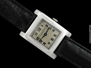 1909 Patek Philippe Vintage Art Deco Mens Midsize Watch with Period Case - Platinum