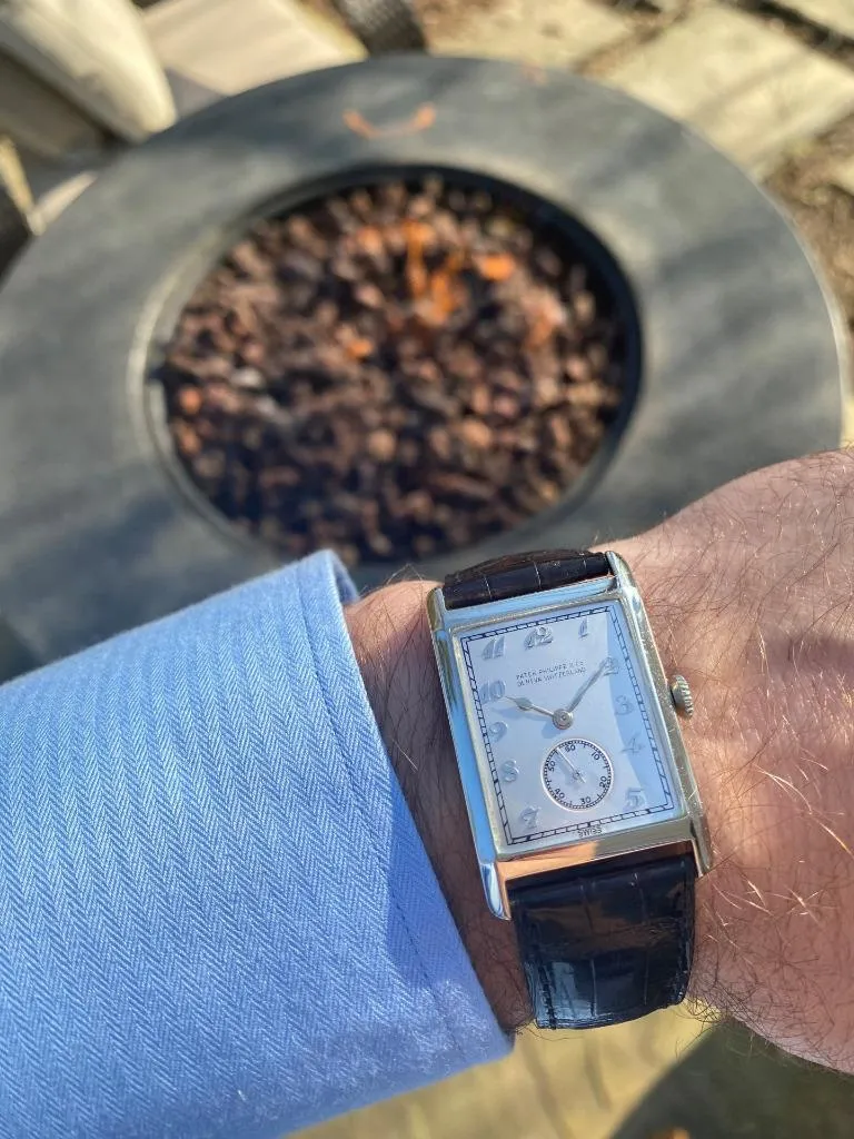 1927 Patek Philippe "Tortoise" Vintage Mens Art Deco Rectangular 18K White Gold Watch - Breguet Numerals