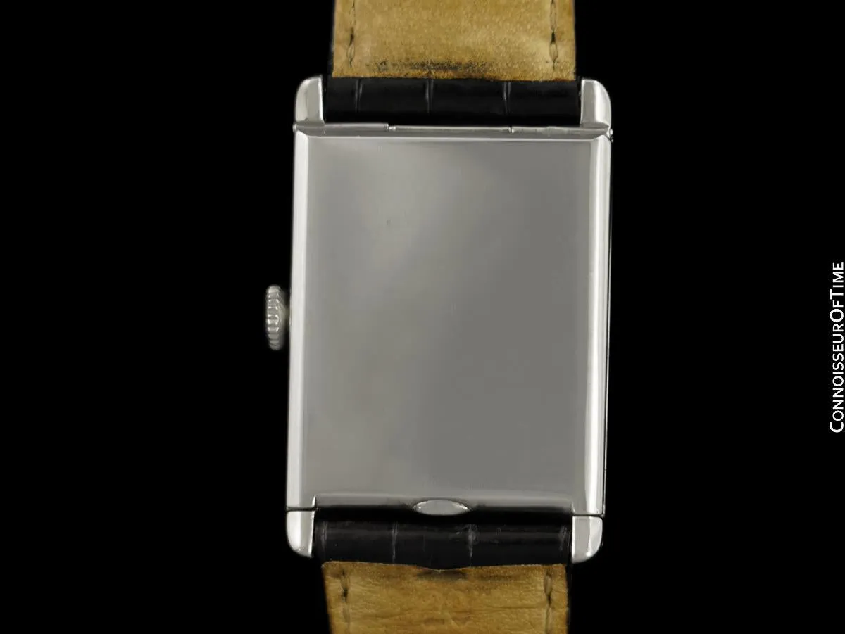 1927 Patek Philippe "Tortoise" Vintage Mens Art Deco Rectangular 18K White Gold Watch - Breguet Numerals