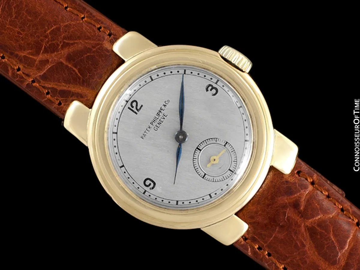 1930's Patek Philippe Vintage Art Deco Mens Small Midsize Handwound Watch - 18K Gold