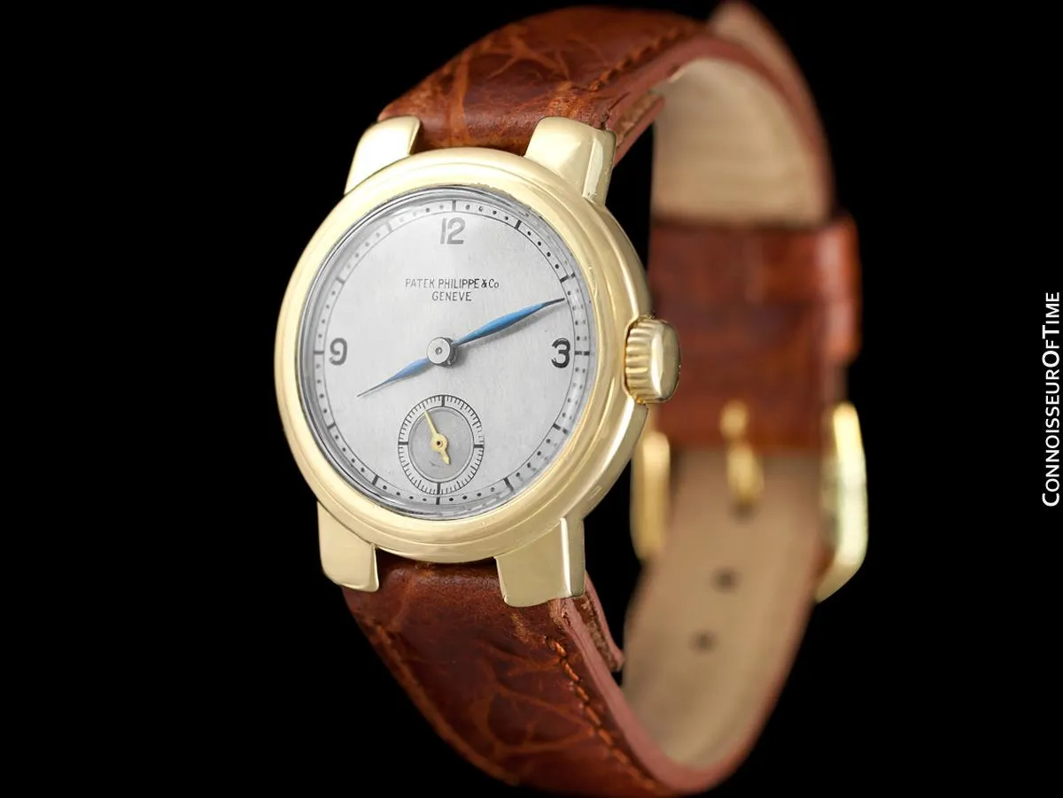 1930's Patek Philippe Vintage Art Deco Mens Small Midsize Handwound Watch - 18K Gold