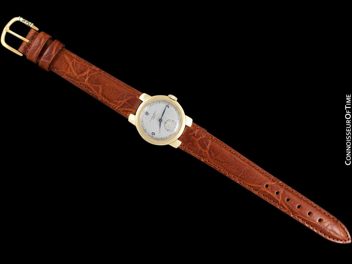 1930's Patek Philippe Vintage Art Deco Mens Small Midsize Handwound Watch - 18K Gold