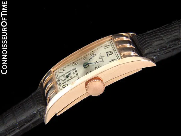 1930's Ulysse Nardin Art Deco Vintage Mens Dress Watch - 14K Rose Gold