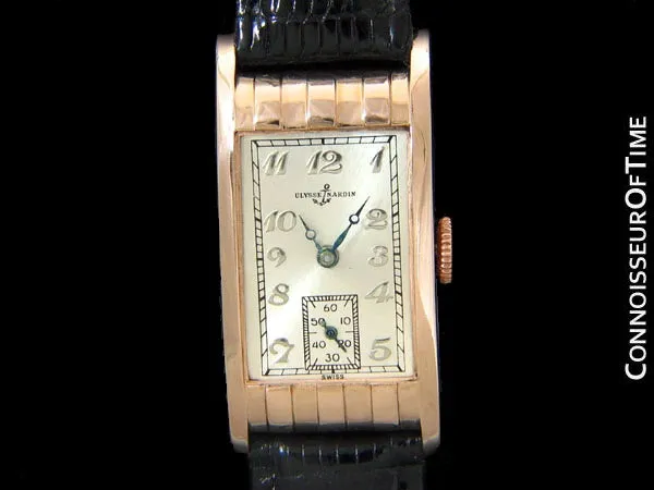 1930's Ulysse Nardin Art Deco Vintage Mens Dress Watch - 14K Rose Gold