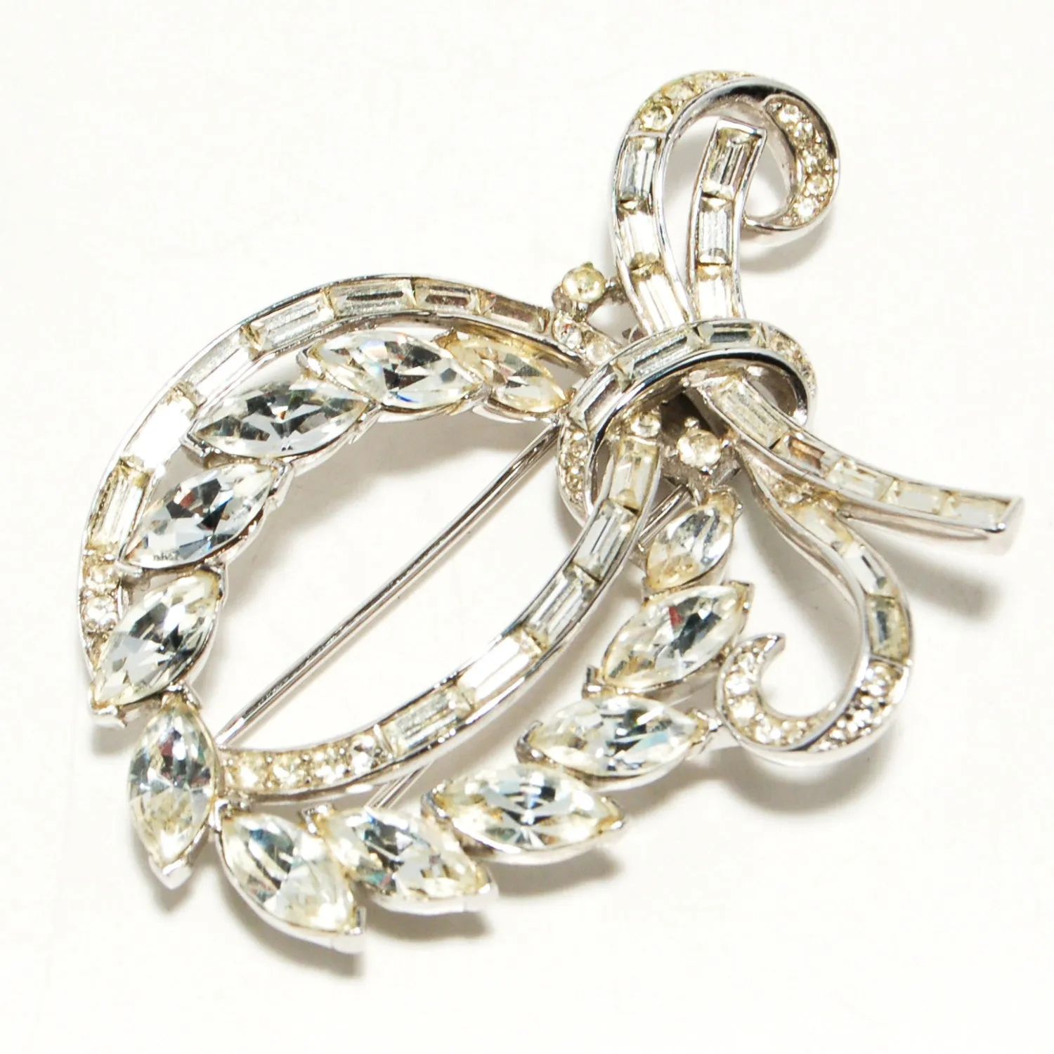 1940's Art Deco Rhinestone Brooch by Crown Trifari