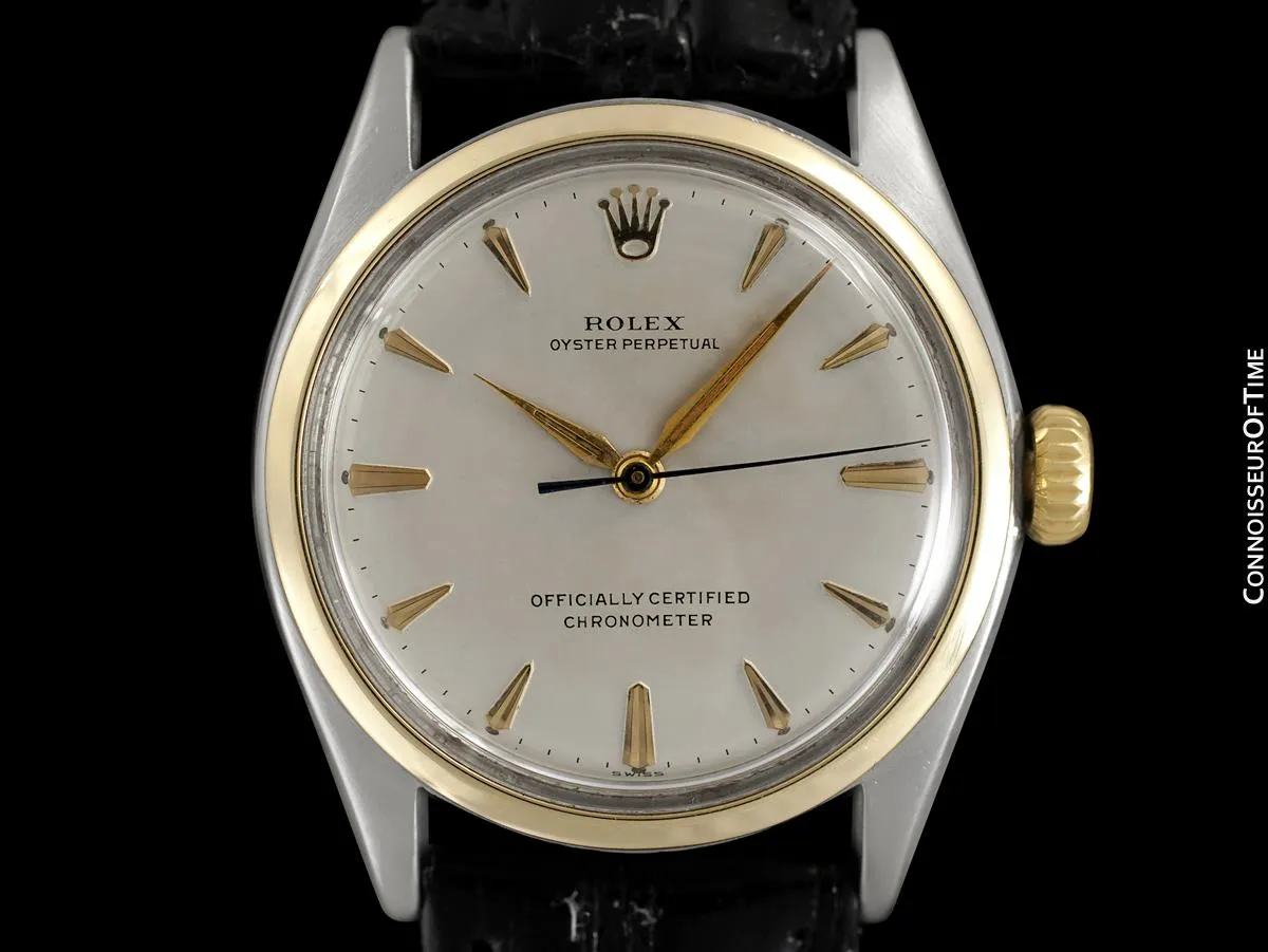 1952 Rolex Oyster Perpetual Mens Vintage Ref. 6084 Watch, Stainless Steel & Gold