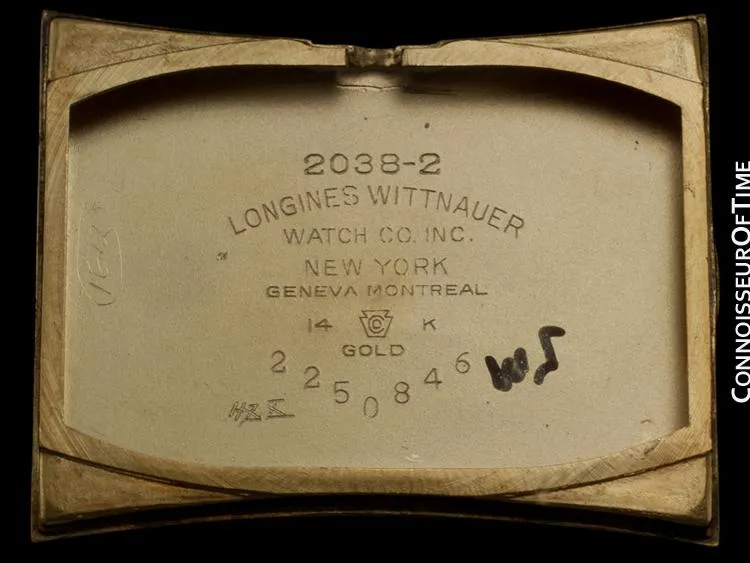 1955 Longines Vintage Mens Watch, 14K Gold - Pointed Hourglass