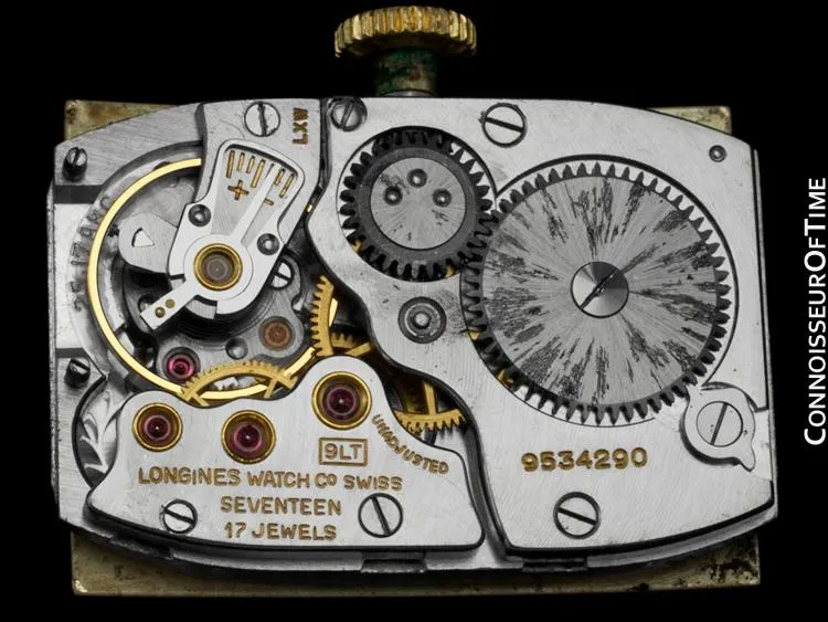 1955 Longines Vintage Mens Watch, 14K Gold - Pointed Hourglass