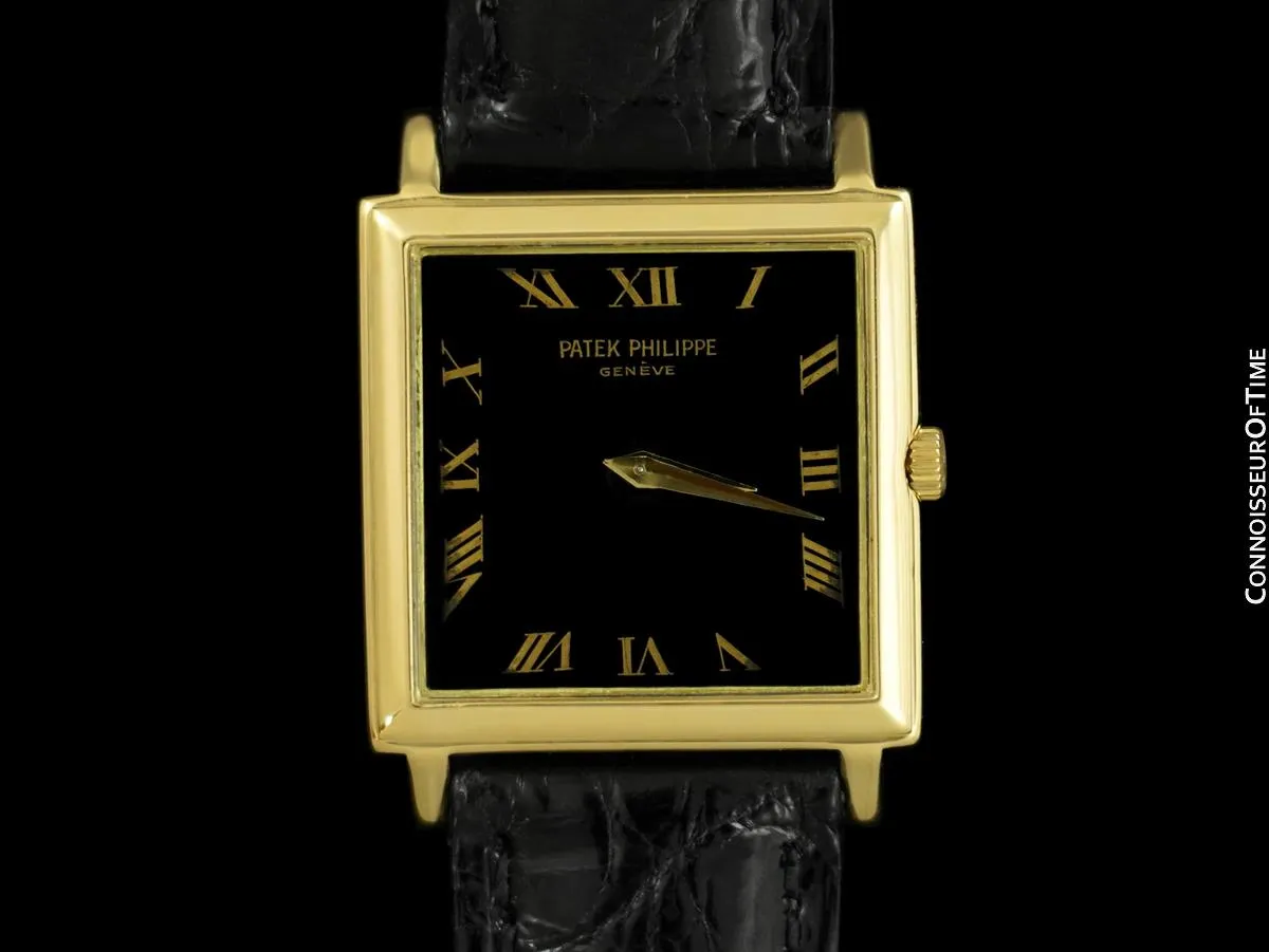 1960's Patek Philippe Vintage Mens Handwound Ultra Thin Square Watch, Ref. 3490 - 18K Gold