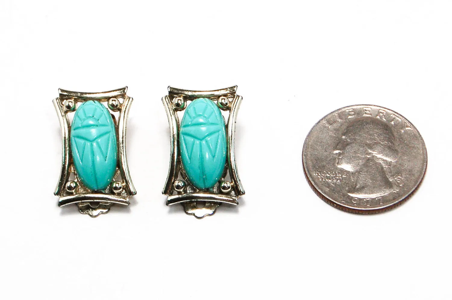 1960's Turquoise Scarab Earrings by Judy Lee