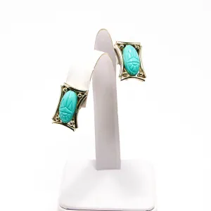 1960's Turquoise Scarab Earrings by Judy Lee