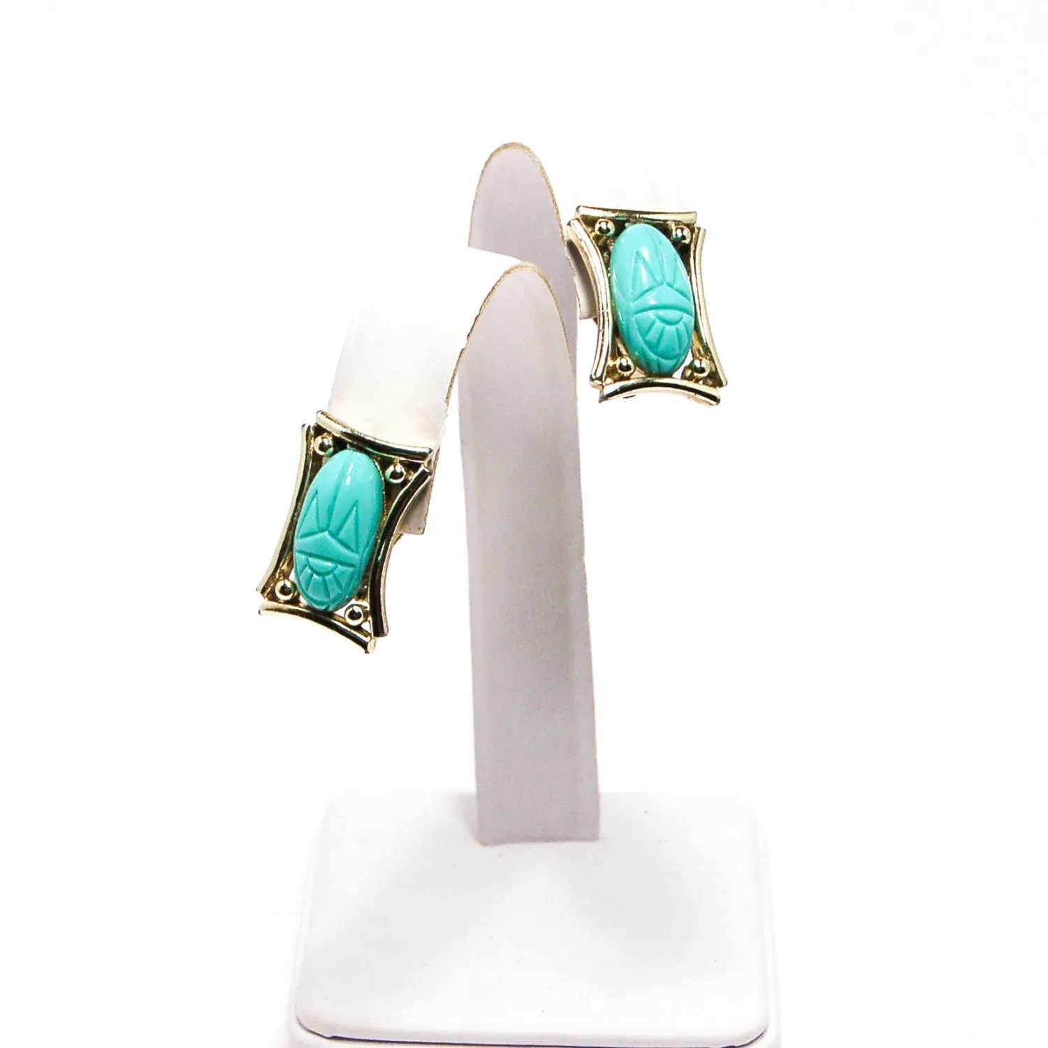 1960's Turquoise Scarab Earrings by Judy Lee