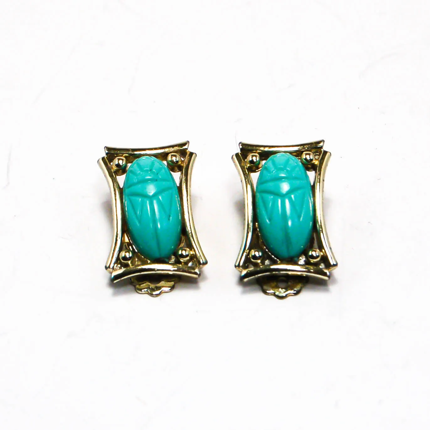 1960's Turquoise Scarab Earrings by Judy Lee