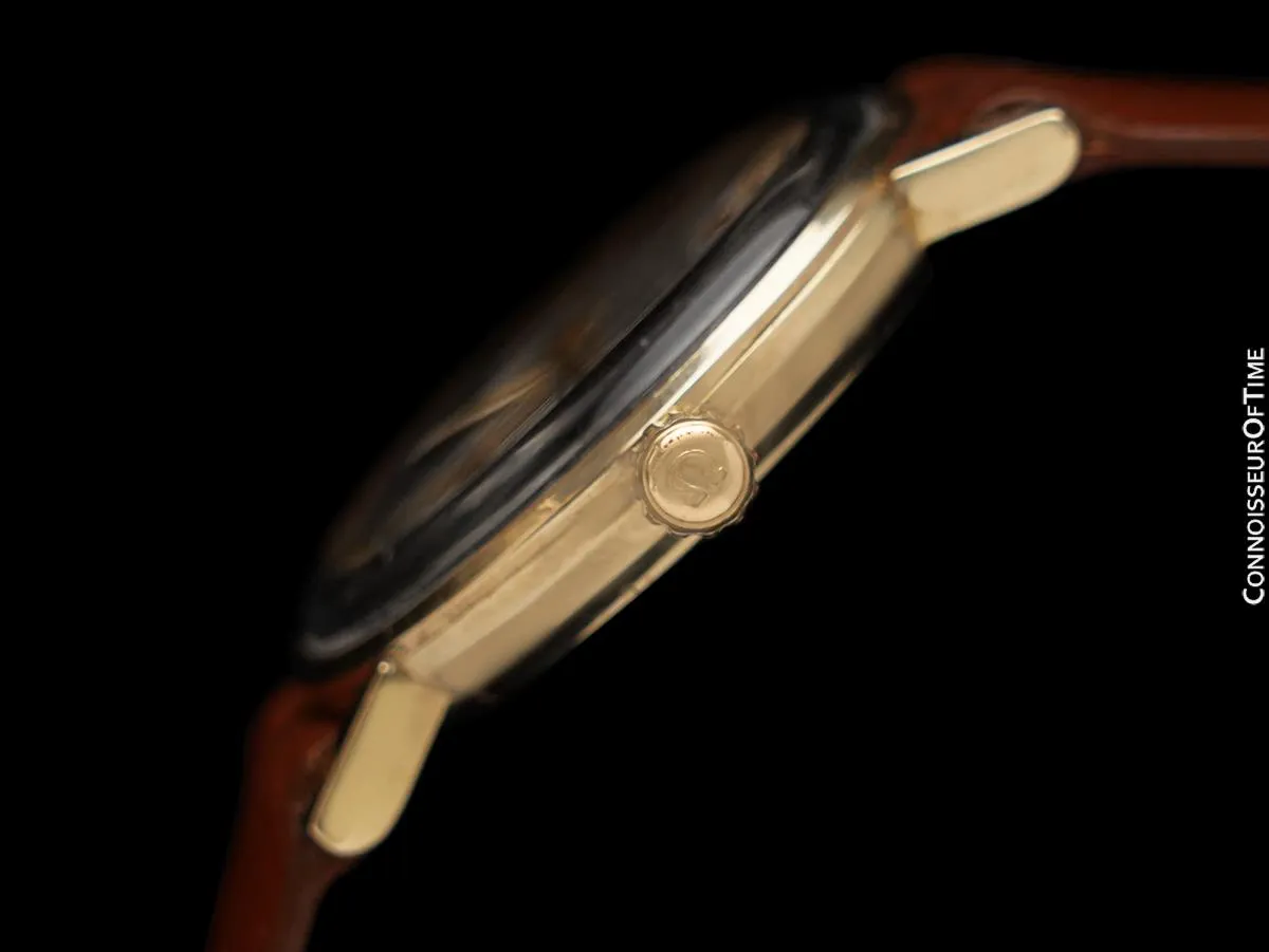 1966 Omega Seamaster De Ville Vintage Automatic Mens "Union Oil" Watch - 14K Gold with Rare Silver Box & Papers
