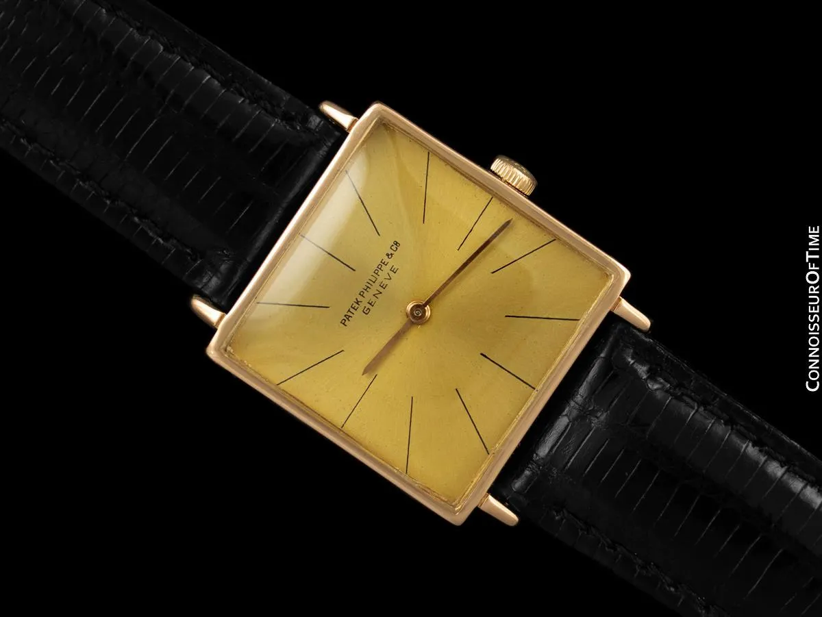 1966 Patek Philippe Vintage Mens Ultra Thin 18K Rose Gold Gondolo Watch, Ref. 3503 - Papers