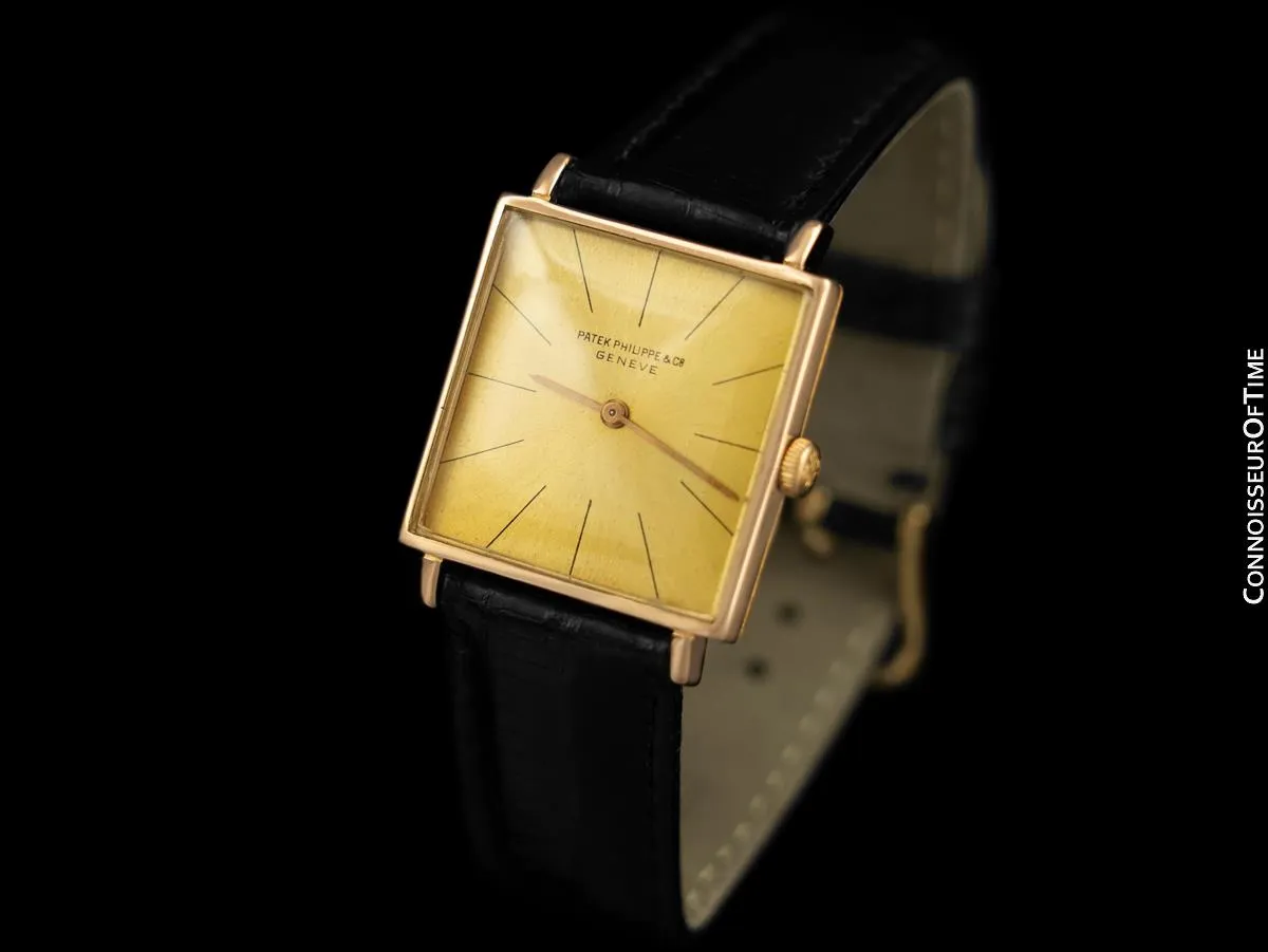 1966 Patek Philippe Vintage Mens Ultra Thin 18K Rose Gold Gondolo Watch, Ref. 3503 - Papers