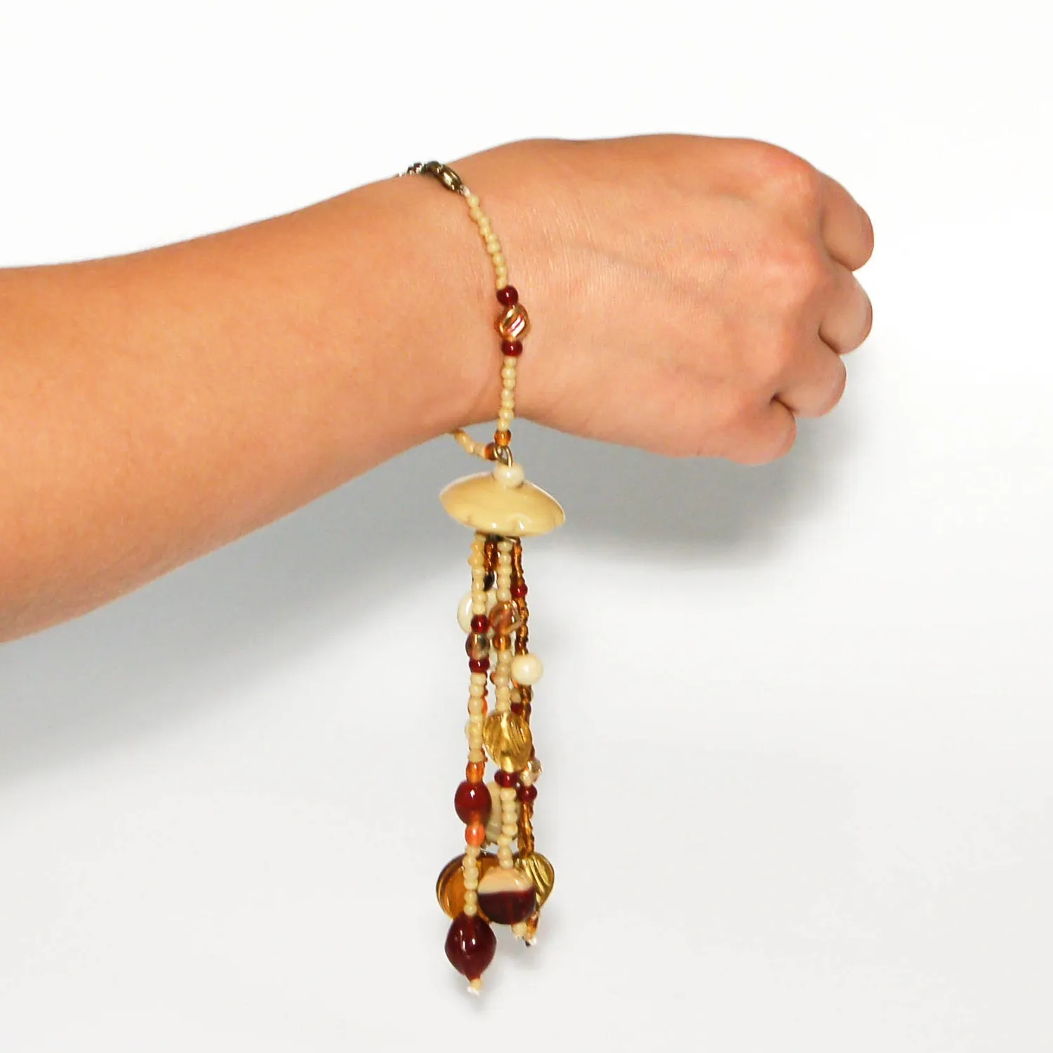 1970's Art Glass Tassel Bracelet