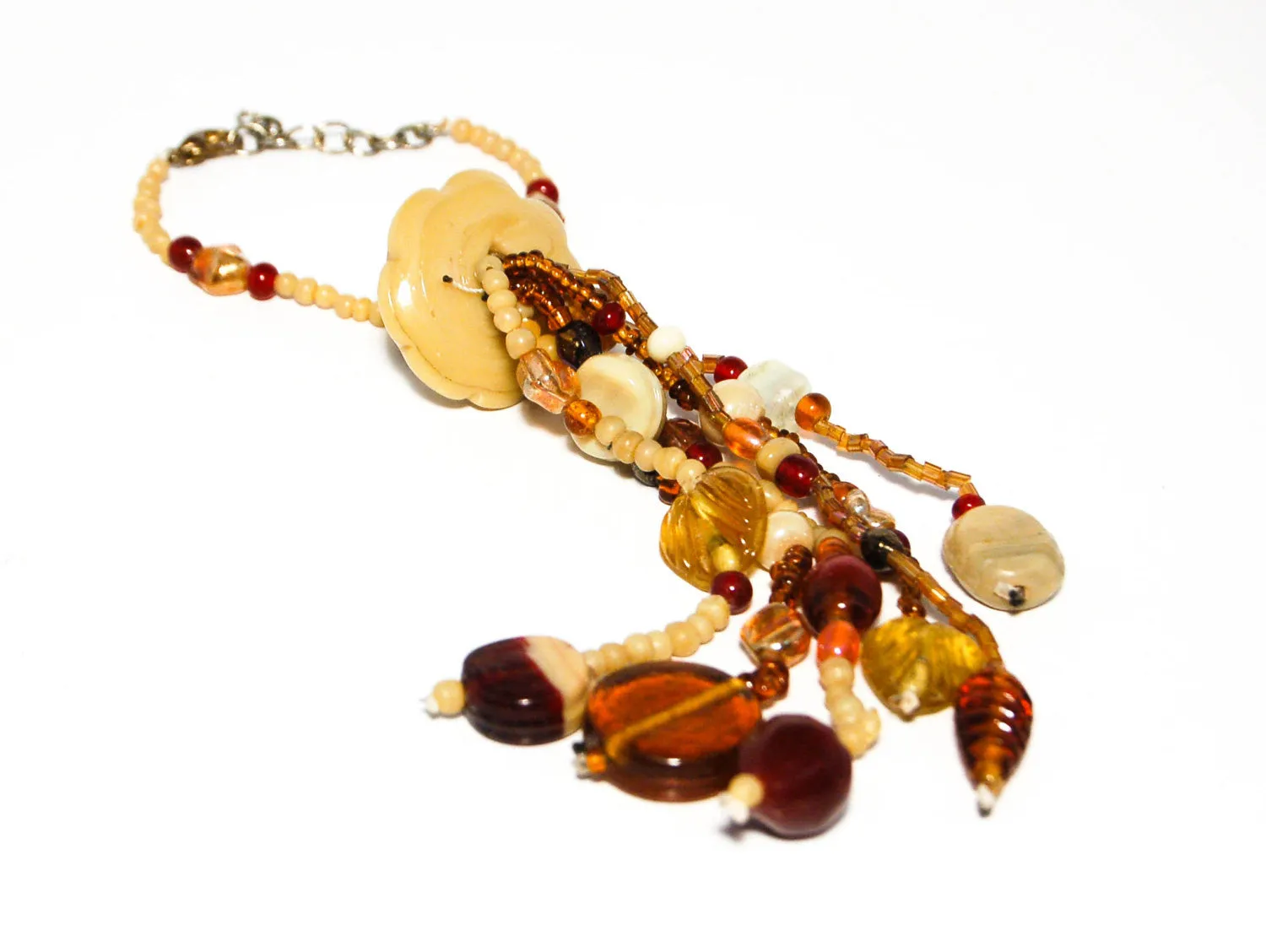 1970's Art Glass Tassel Bracelet