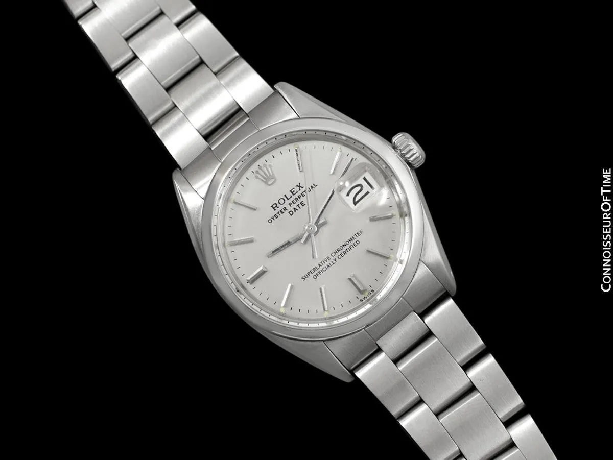 1972 Rolex Date (Datejust) Mens Watch with Monochrome Design - Stainless Steel