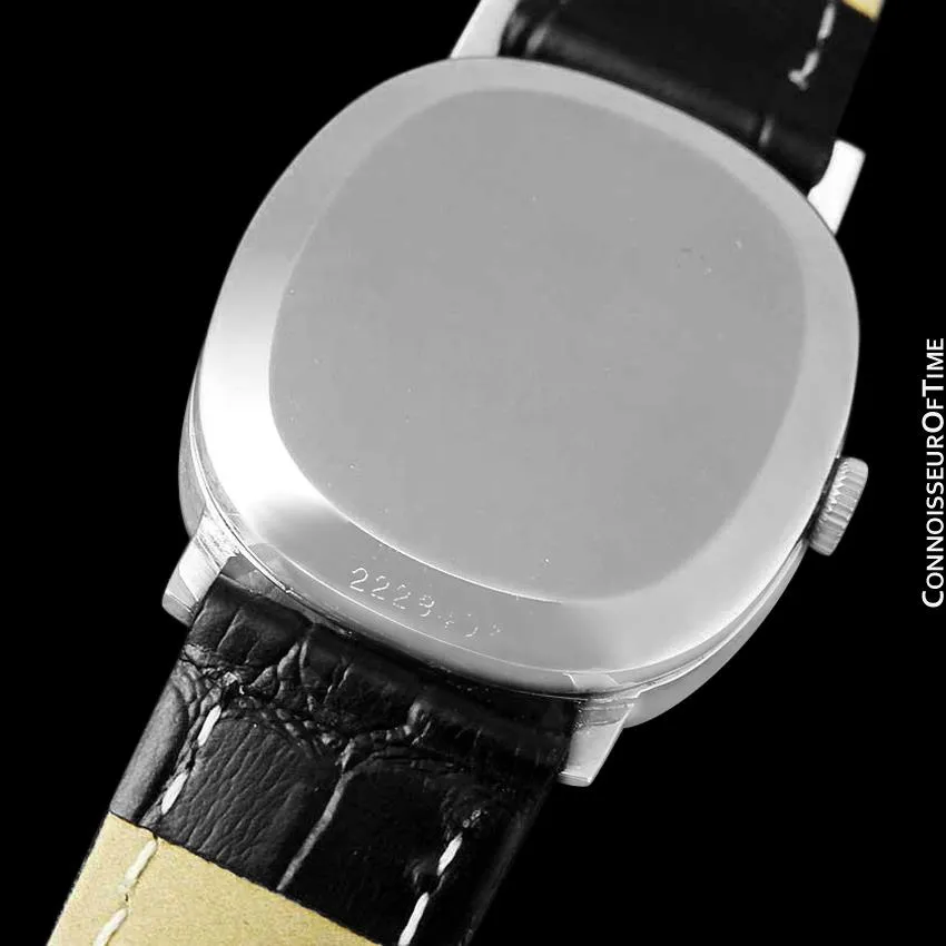 1974 IWC Vintage Mens Ellipse Blue Vignette Dial Watch, Caliber 403 - Stainless Steel