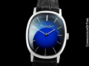 1974 IWC Vintage Mens Ellipse Blue Vignette Dial Watch, Caliber 403 - Stainless Steel