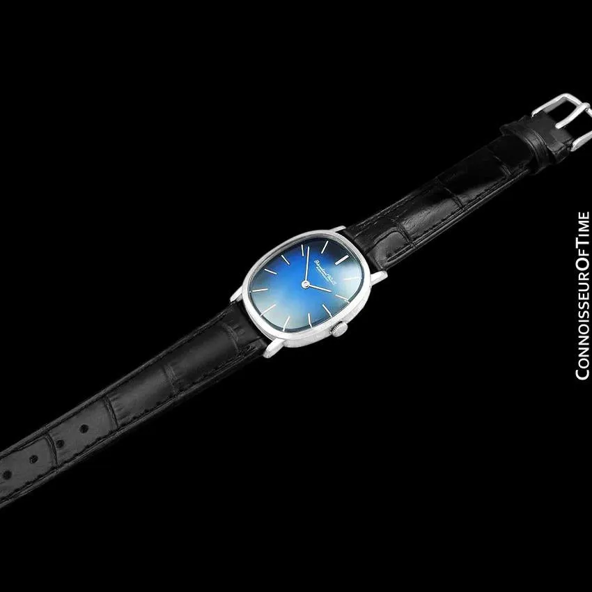 1974 IWC Vintage Mens Ellipse Blue Vignette Dial Watch, Caliber 403 - Stainless Steel