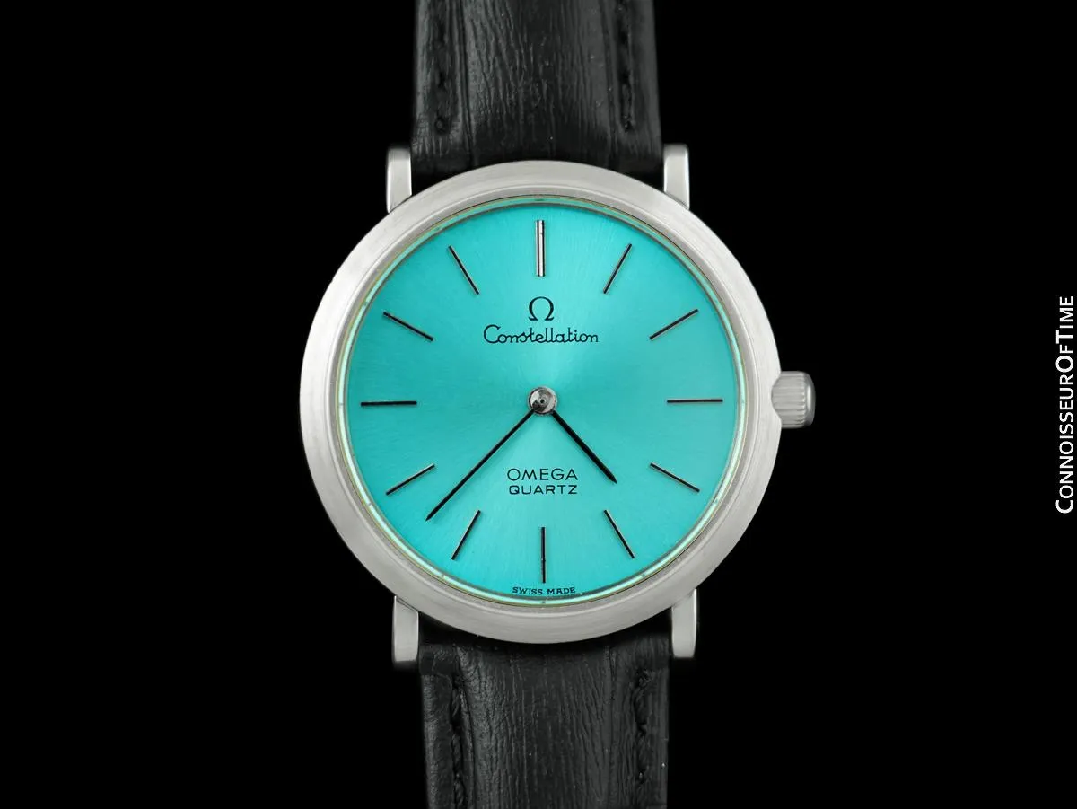 1976 Omega Constellation Mens Vintage Quartz Accuset Watch with Tiffany Blue Dial - Stainless Steel