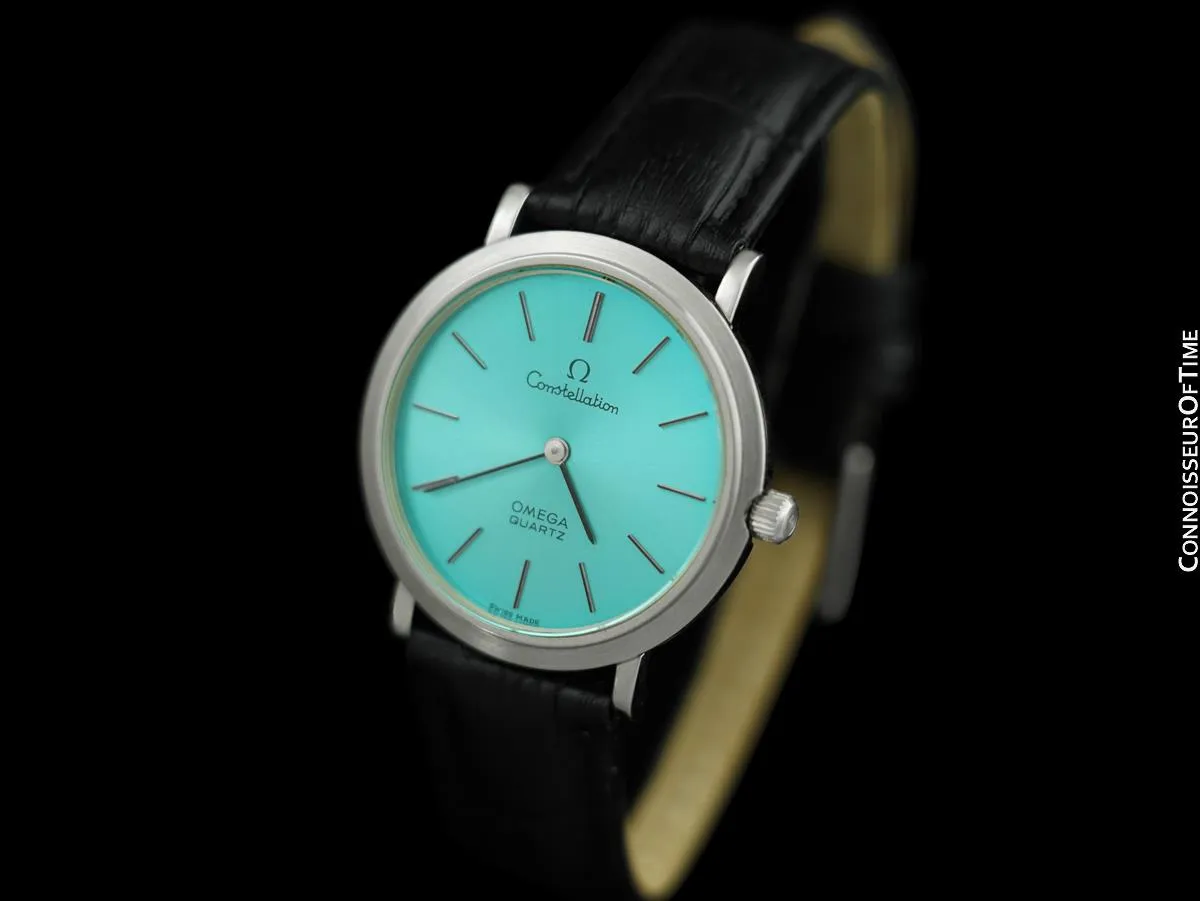1976 Omega Constellation Mens Vintage Quartz Accuset Watch with Tiffany Blue Dial - Stainless Steel