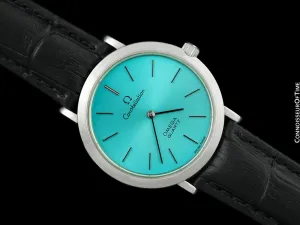1976 Omega Constellation Mens Vintage Quartz Accuset Watch with Tiffany Blue Dial - Stainless Steel
