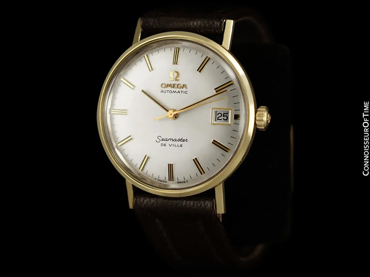 1976 Omega Seamaster De Ville Vintage Automatic Mens Watch - 14K Gold with Box & Band