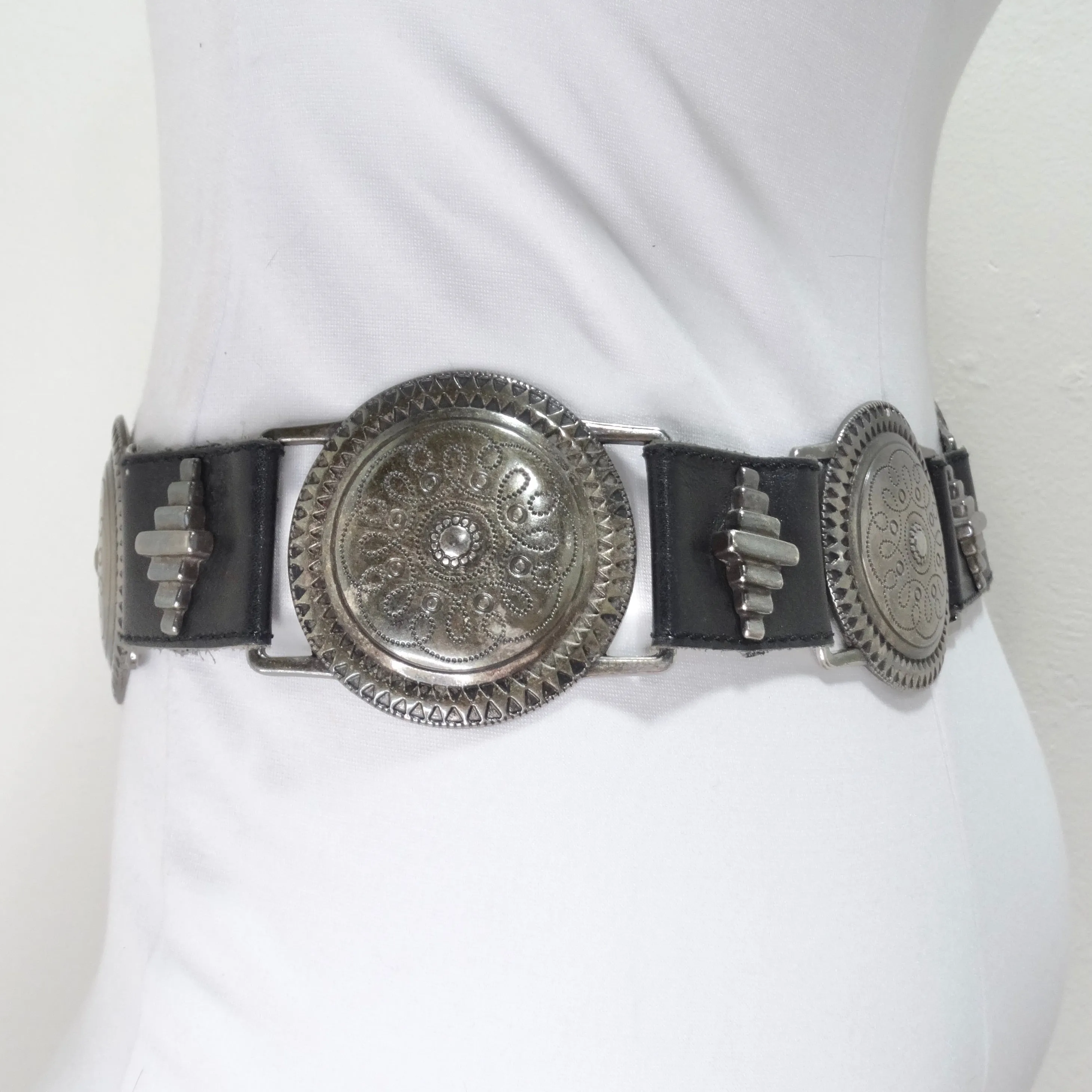 1980s Black Leather Belt