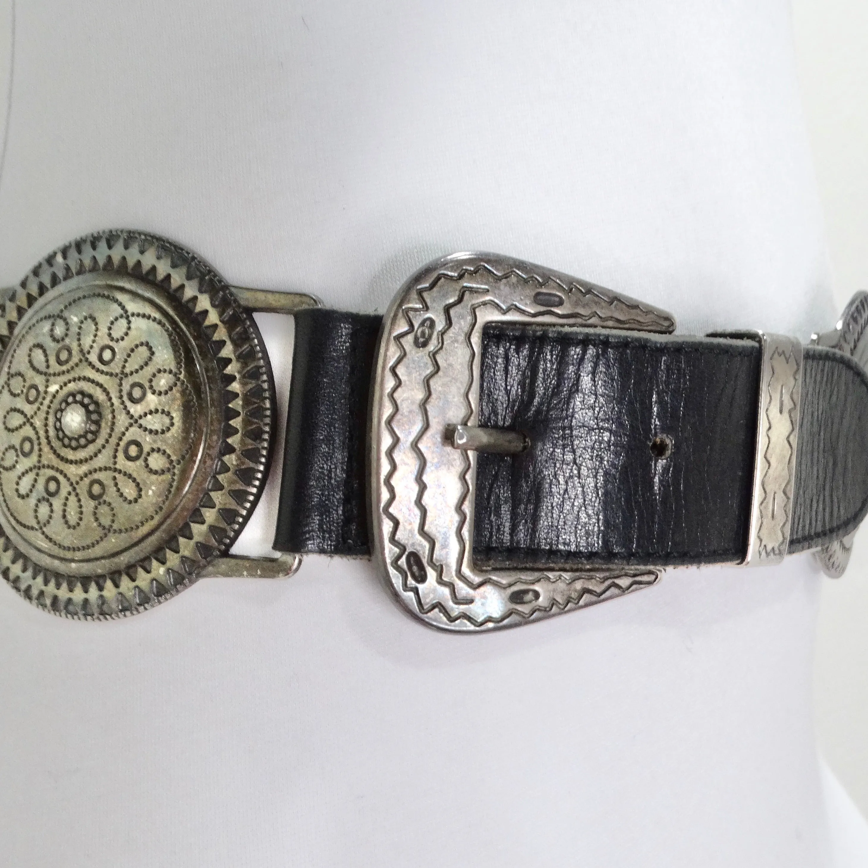 1980s Black Leather Belt