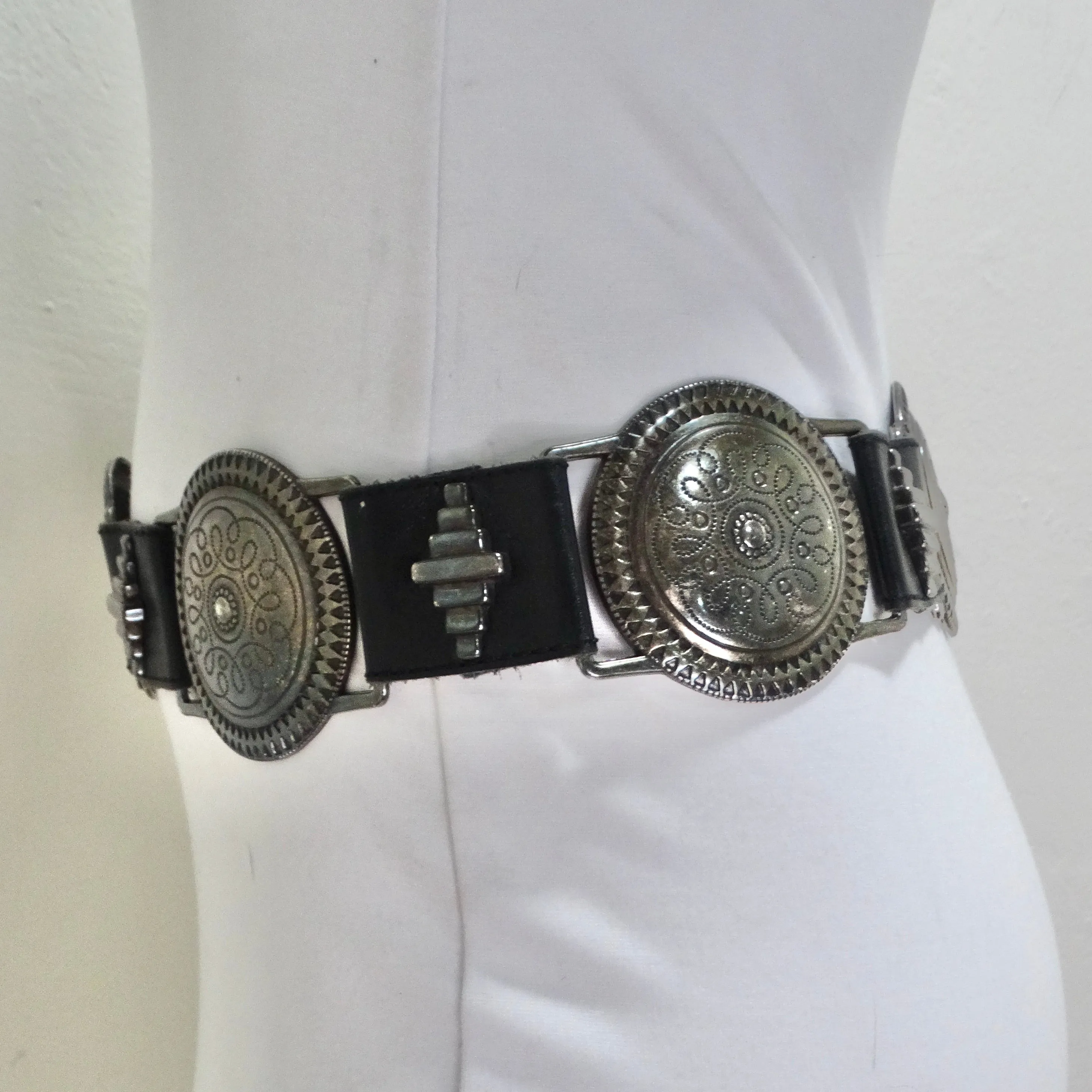 1980s Black Leather Belt